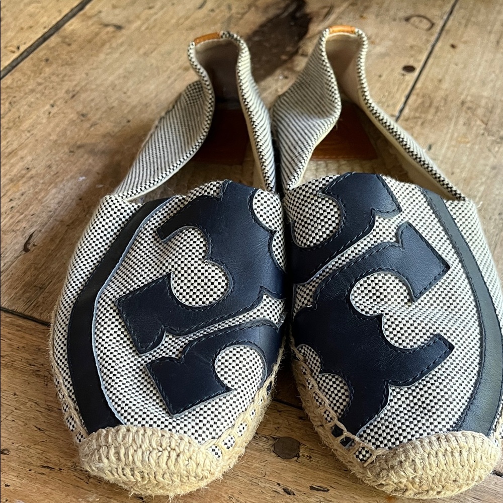 Tory Burch Navy and White Espadrilles